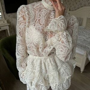 Elegant Lace Blouse and Skirt Set